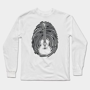 Fingerprint Acoustic Guitar Outline Light Theme Long Sleeve T-Shirt